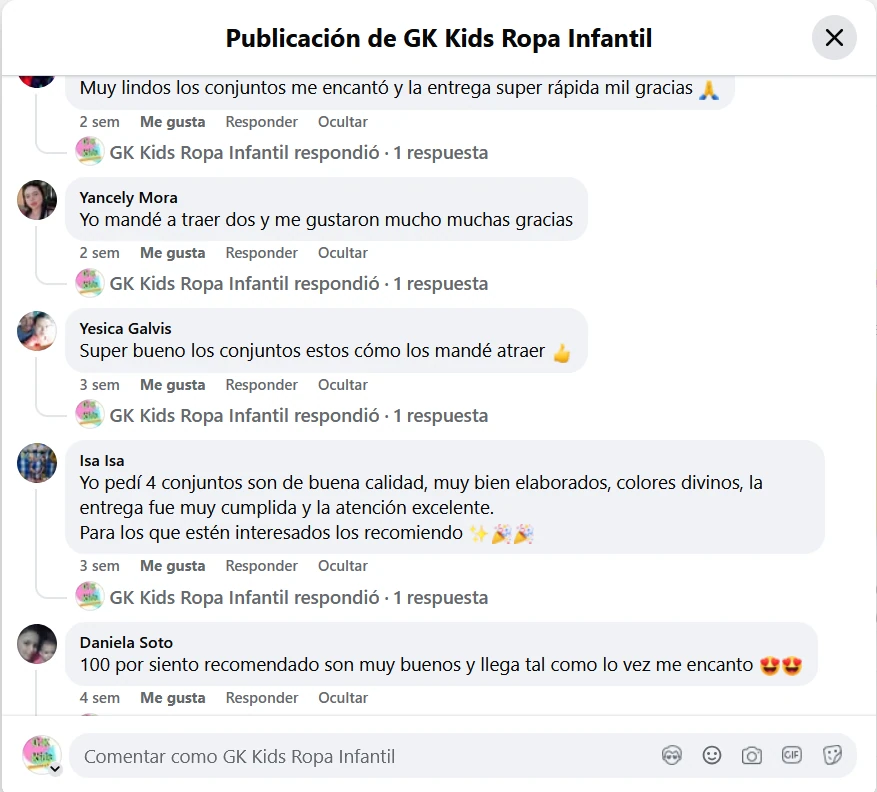 Cliente feliz con su conjunto GK Kids