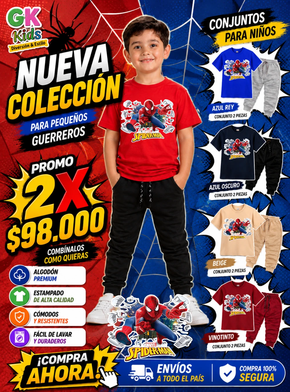 Spiderman conjunto infantil
