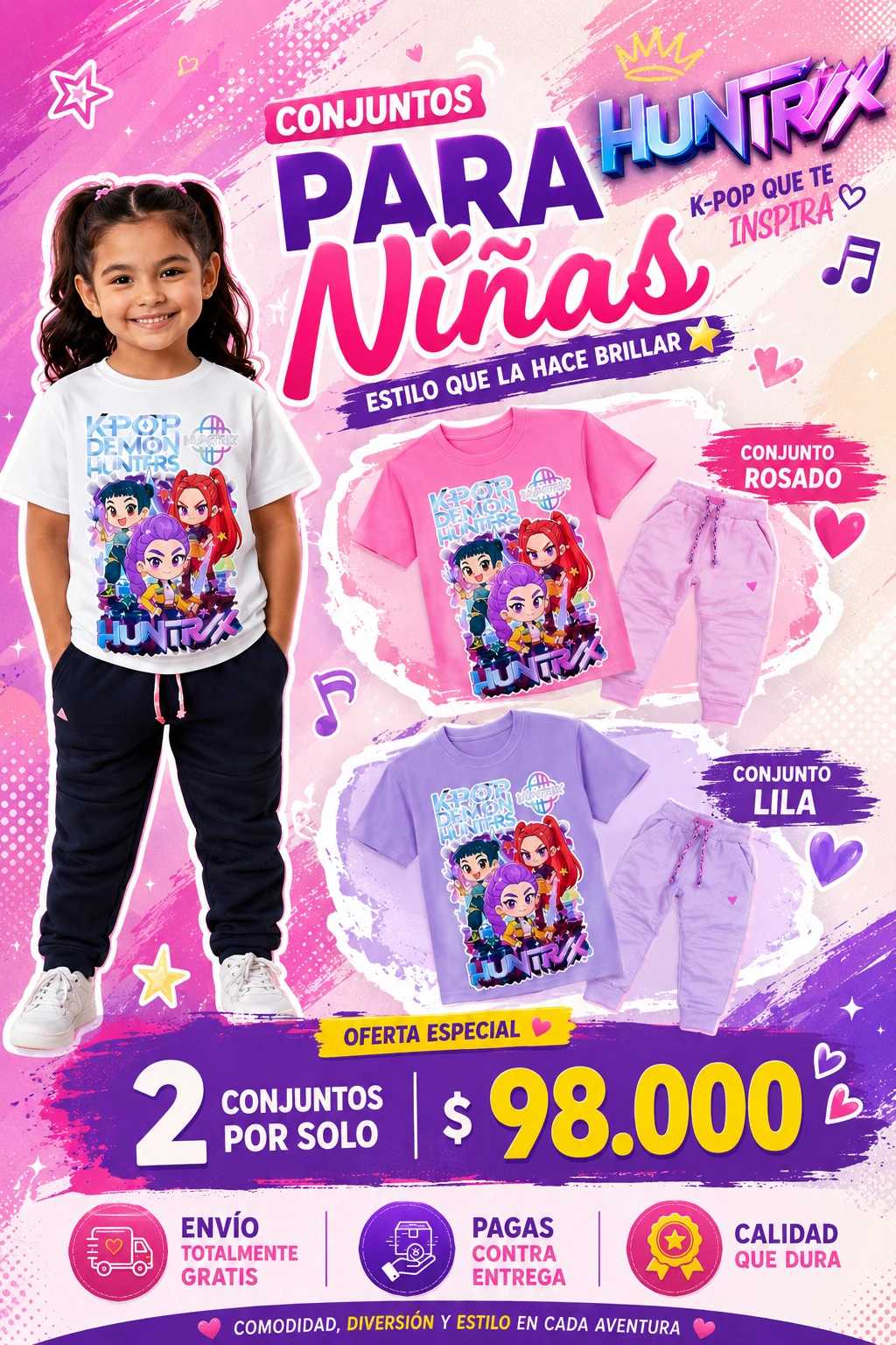 Conjunto niña GK Kids colores suaves
