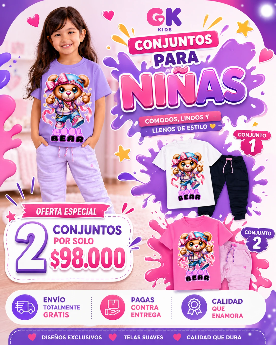 Conjunto niña GK Kids Oso Bear Cool